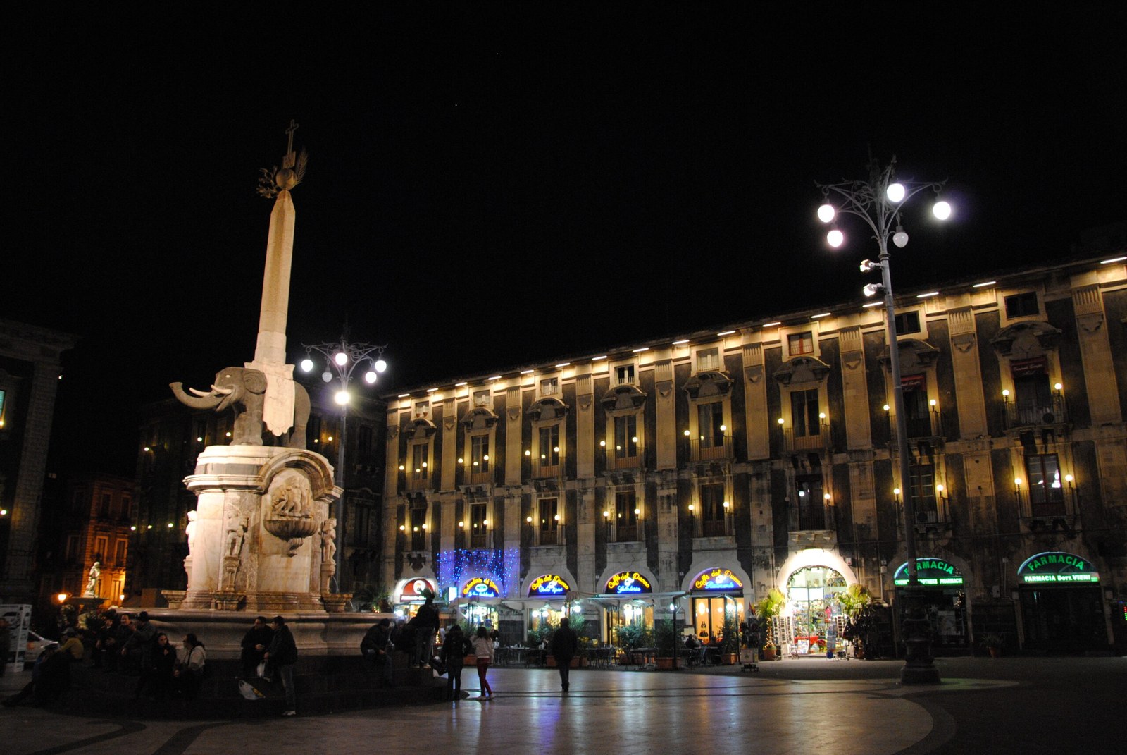 Piazza del Duomo Catania with the Liotru elephant fountain in black lava stone