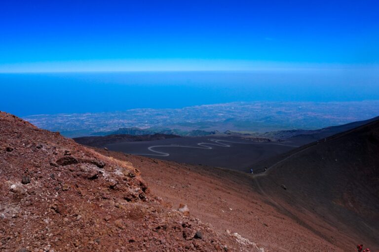 Catania and the coast seen from Mount Etna, eastern Sicily