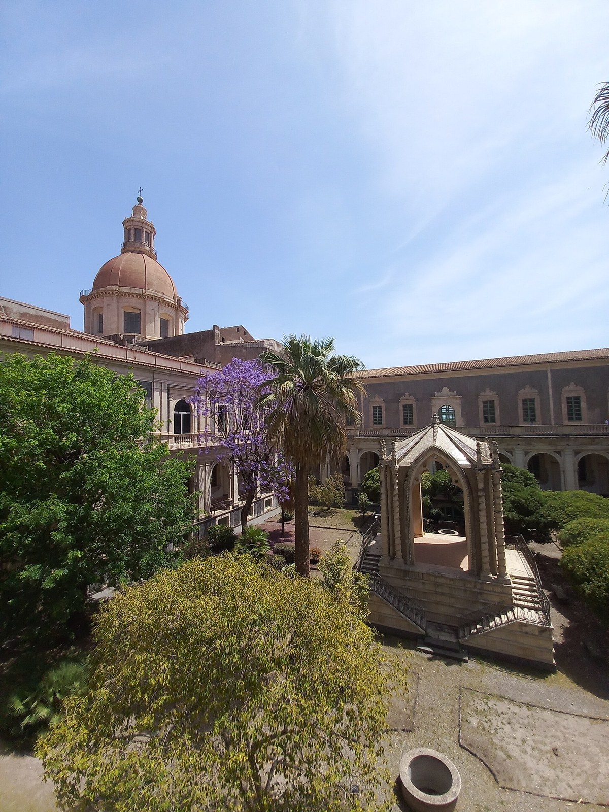 East cloister of the Monastero dei Benedettini di San Nicolò in Catania old town, UNESCO Val di Noto site and second-largest monastery in Europe