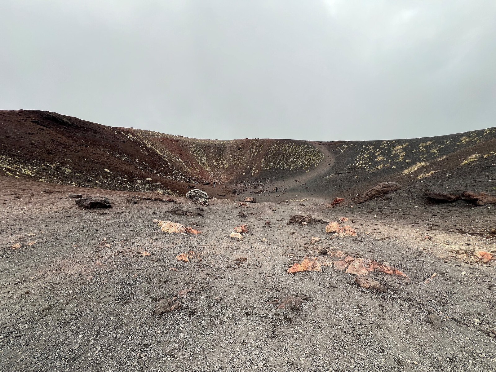 Walking path along the Crateri Silvestri rim on Mount Etna south side