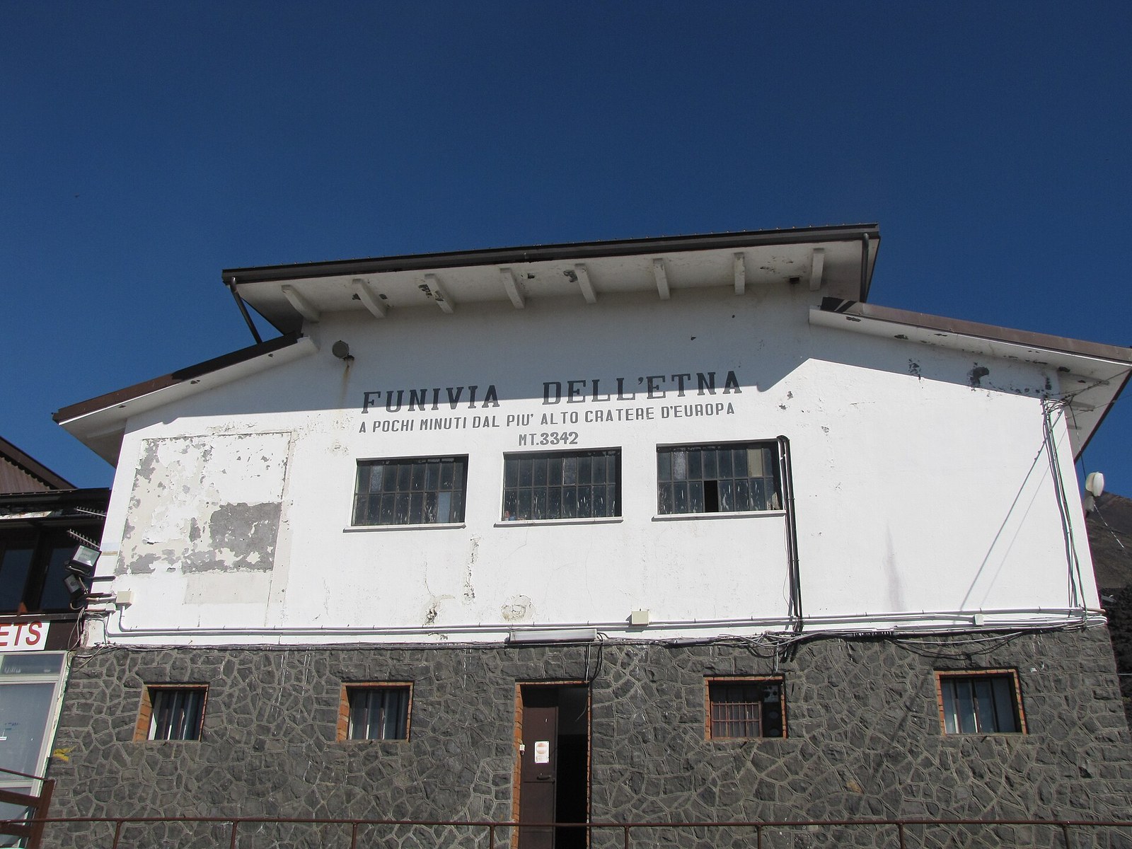 Funivia dell Etna cable car cabin on the south side of Mount Etna