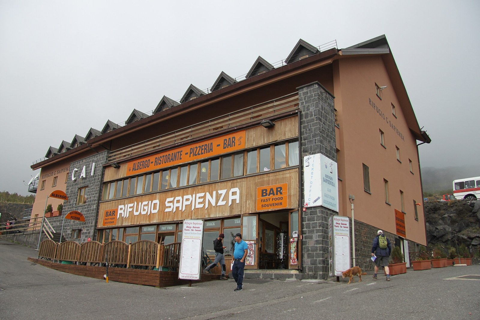Rifugio Sapienza building on Mount Etna south side at 1910 m altitude