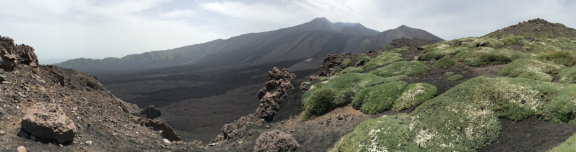 Panoramic view of Valle del Bove the dramatic eastern collapse caldera of Mount Etna