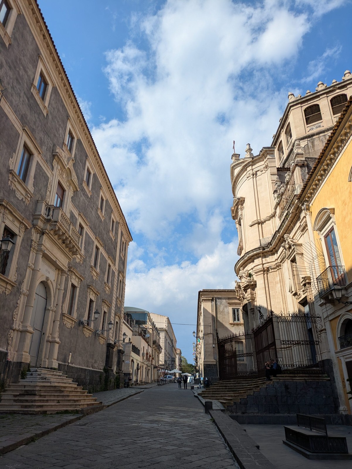 Via dei Crociferi baroque street in Catania at afternoon light — UNESCO Val di Noto stroll for a Sicily honeymoon