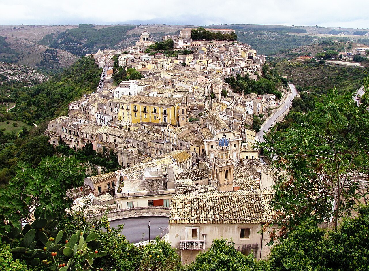 Panoramic view of Ragusa Ibla baroque old town in Val di Noto Sicily