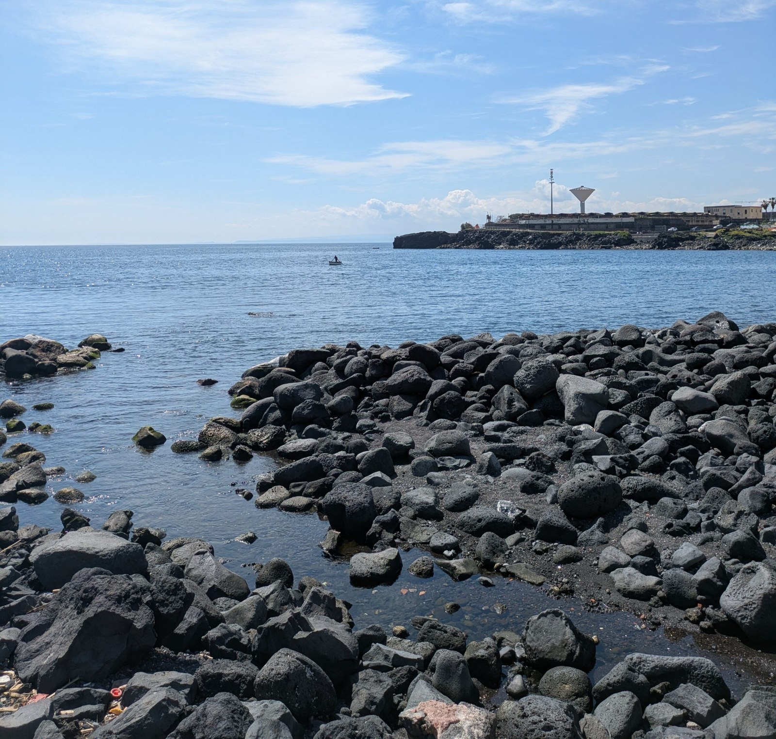 San Giovanni Li Cuti beach with black volcanic sand near Catania centre