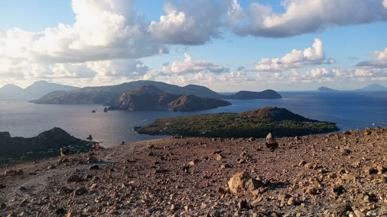 Aeolian Islands archipelago from the Gran Cratere of Vulcano