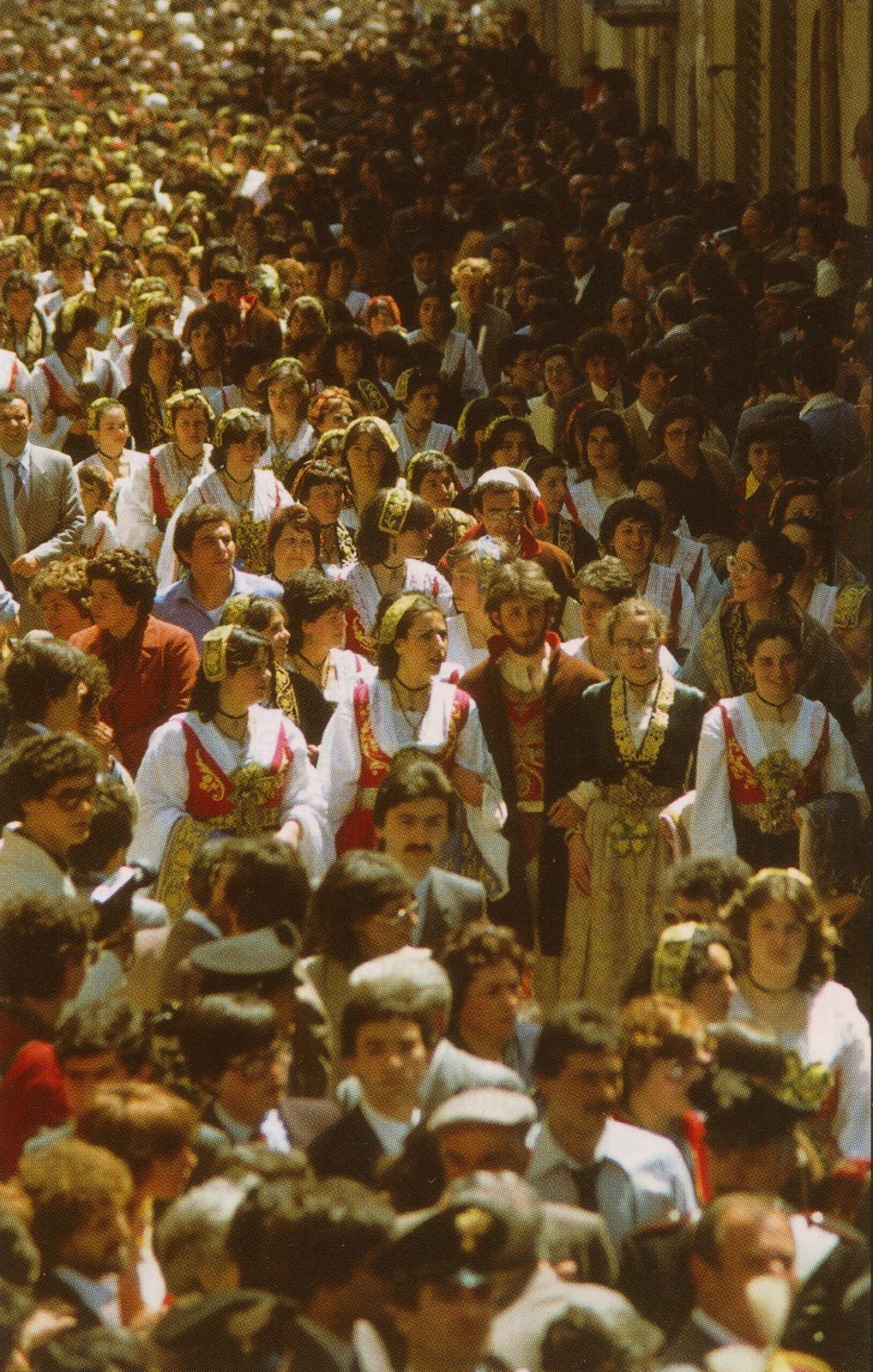 Procession of women in traditional Arbëreshë costumes at Piana degli Albanesi during Easter celebrations in Sicily