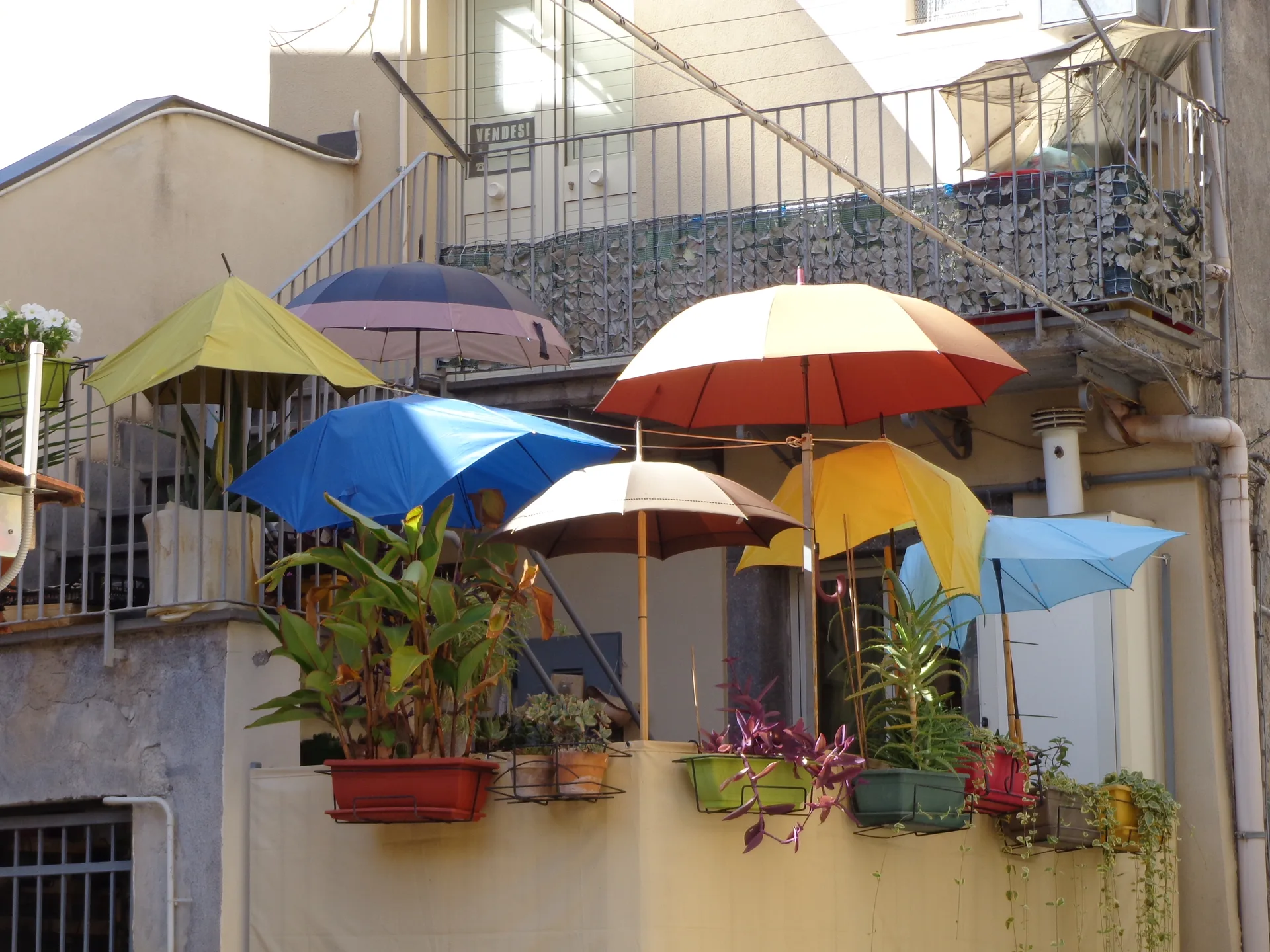 Via del centro storico di Bronte con edifici in pietra lavica, Sicilia
