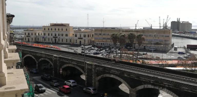 Catania cruise port from above with Mount Etna in the background &mdash; the port travellers see on arrival