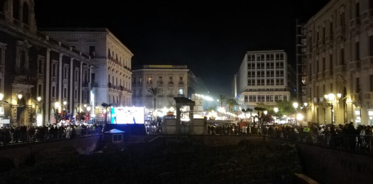 Piazza Stesicoro in Catania historic centre with Roman amphitheatre