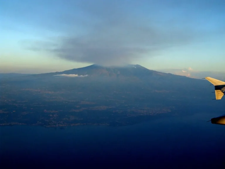 Mount Etna volcano panorama with smoking crater