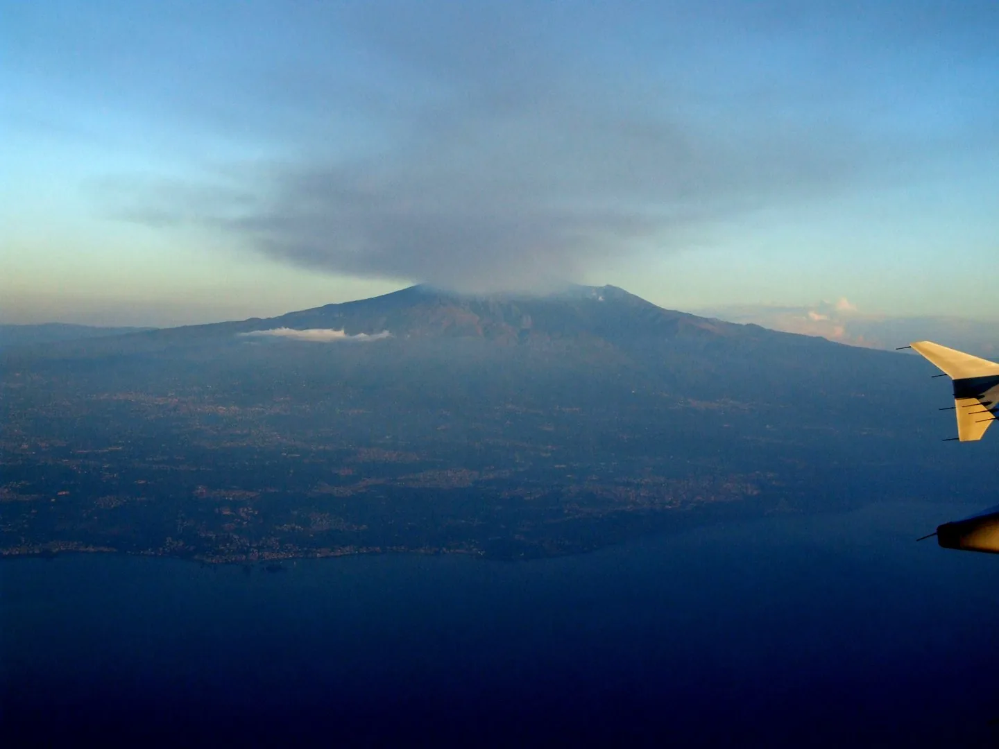 Mount Etna volcano panorama with smoking crater