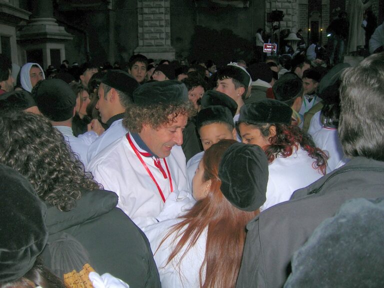 Devotees of Sant'Agata in traditional white sackcloth (saccu) gather in Catania for the patron saint procession on February 4 — Sicily's most intense civic moment