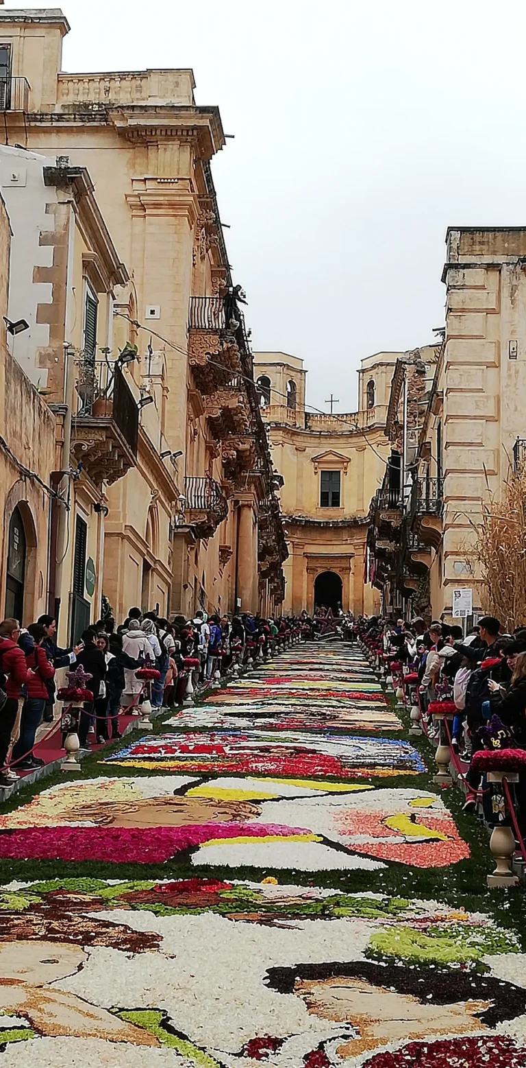 Infiorata di Noto 2023 — tappeti di fiori su Via Corrado Nicolaci