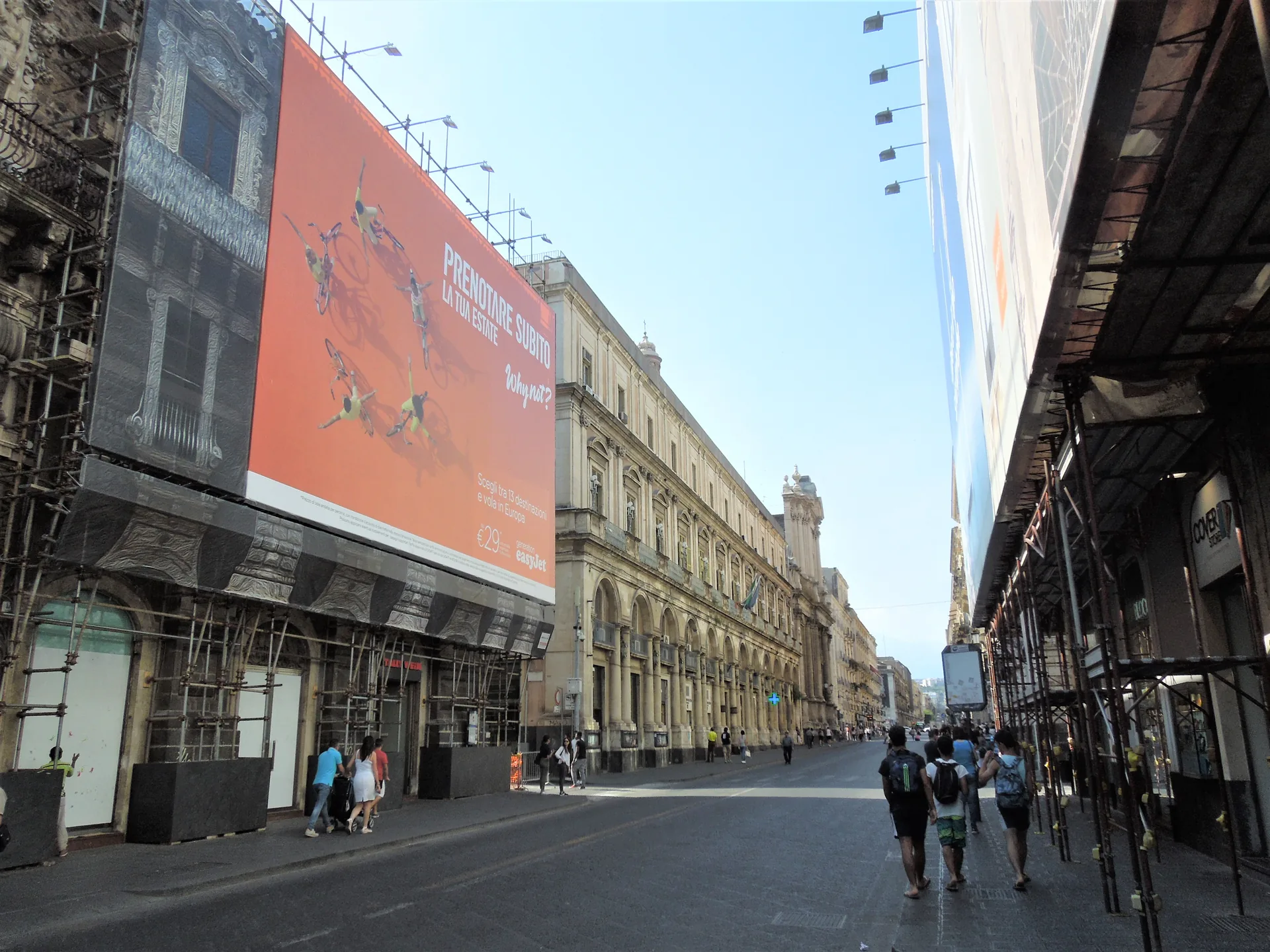 Via Etnea in Catania crowded with pedestrians during the day, a busy and safe area for tourists