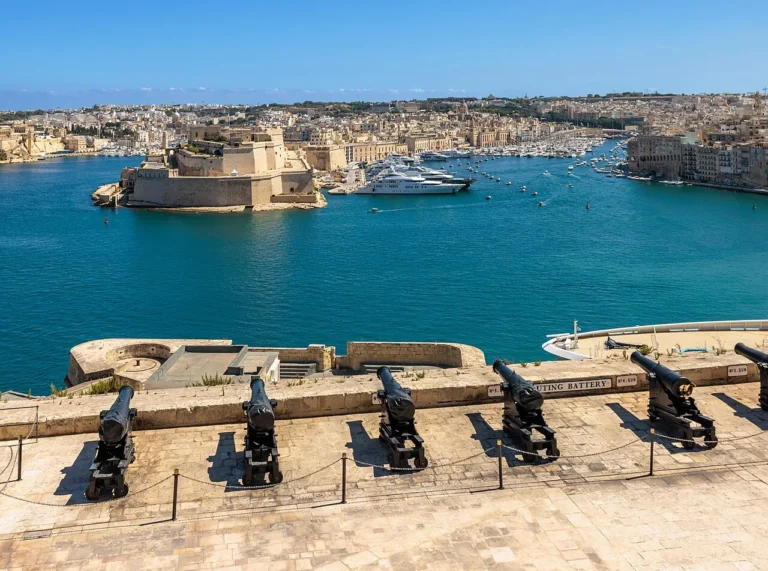 Valletta skyline from Grand Harbour at dusk