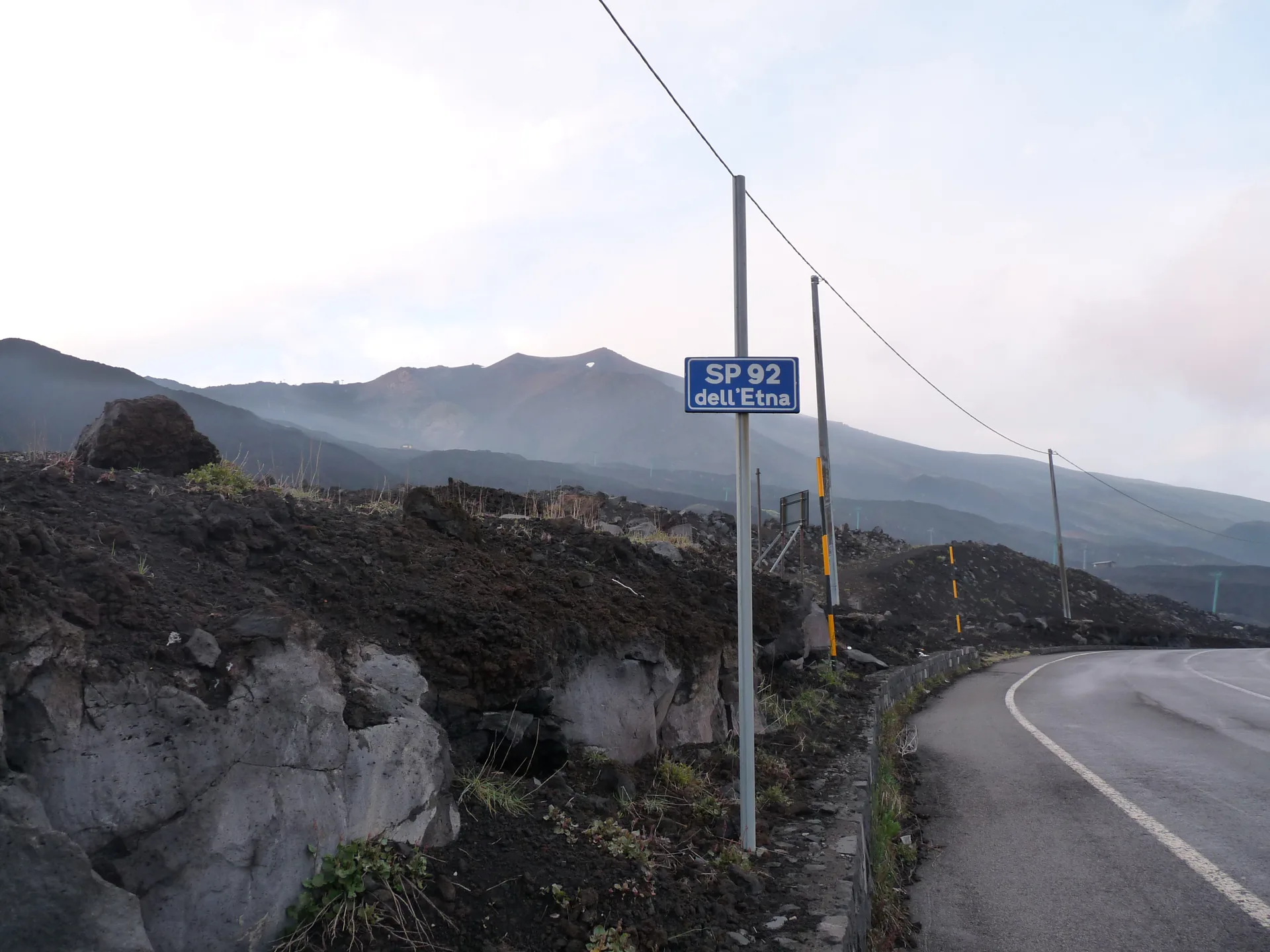 Mountain road climbing the slopes of Mount Etna in Sicily